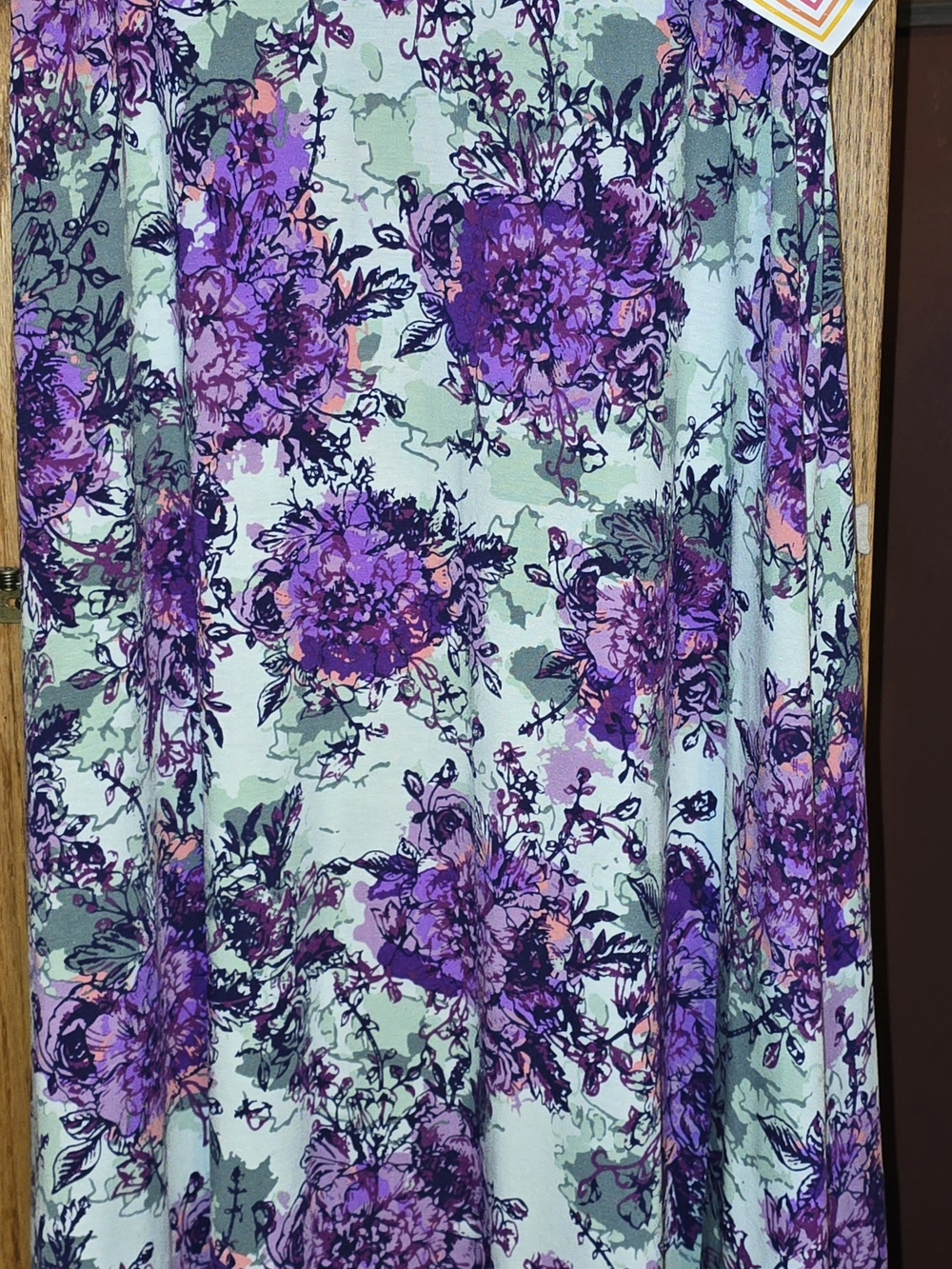 LuLaRoe Maxi Skirt in Purple Floral on Mint